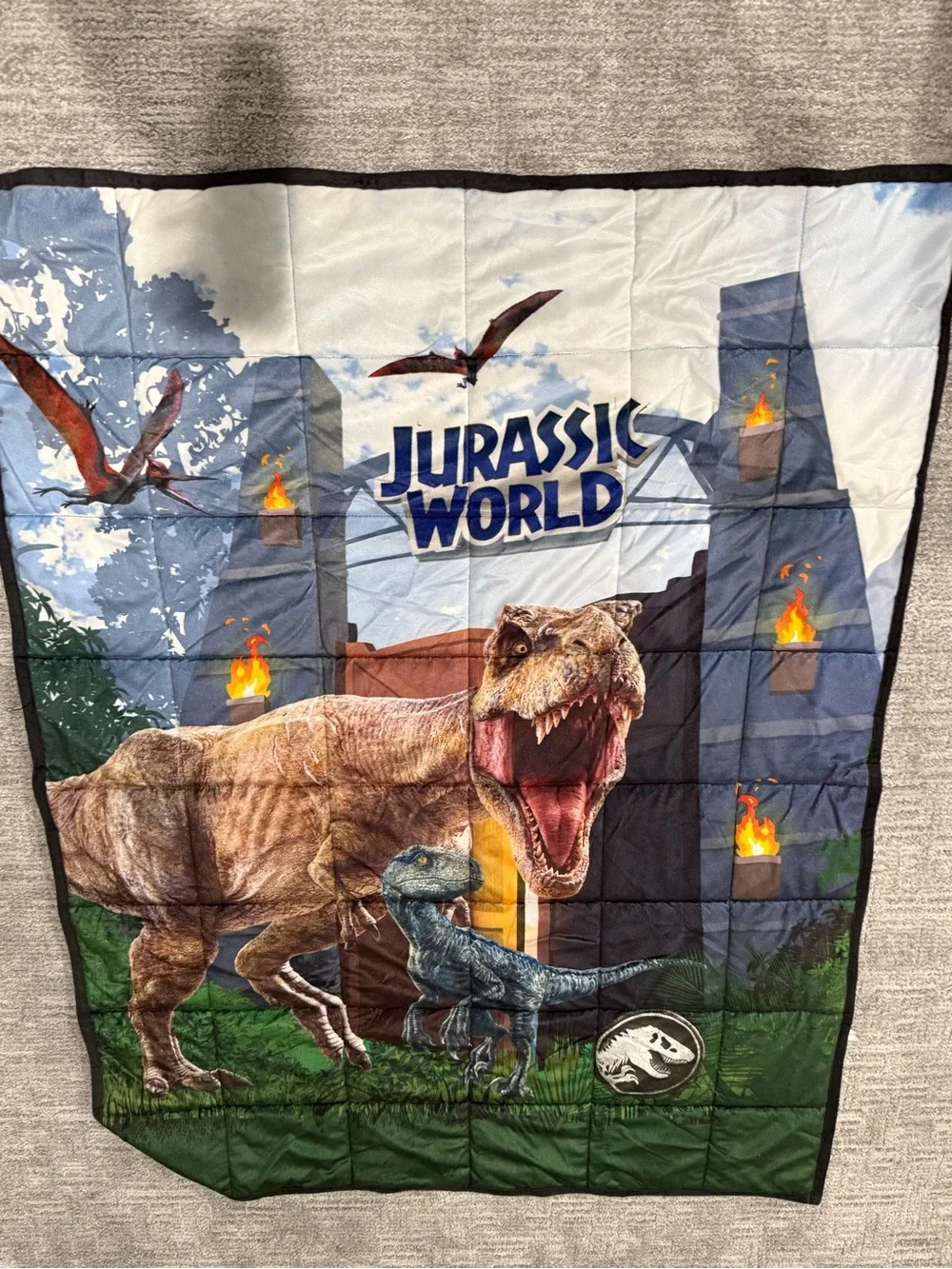 Franco Jurassic World Kids Green Plush Weighted Blanket 4.5lb